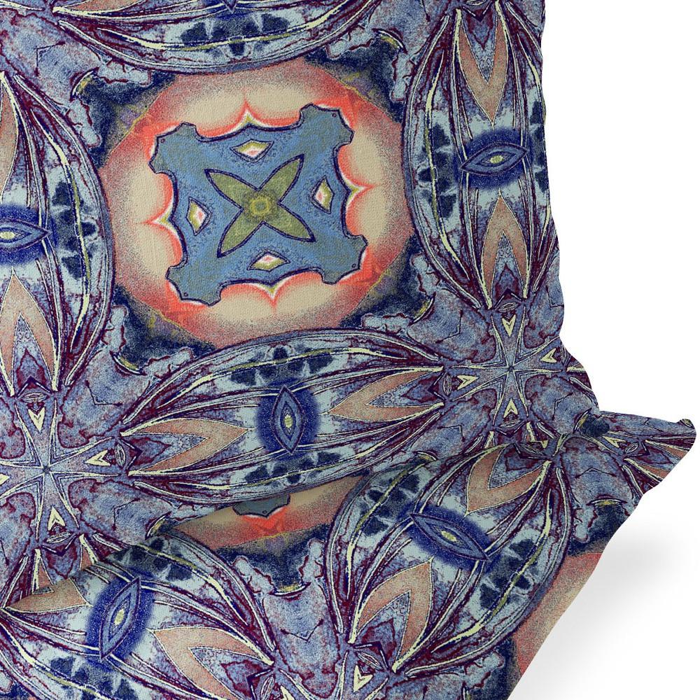 Set of Two 16" X 16" Blue, Pink Blown Seam Floral Indoor Outdoor Throw Pillow. Picture 7