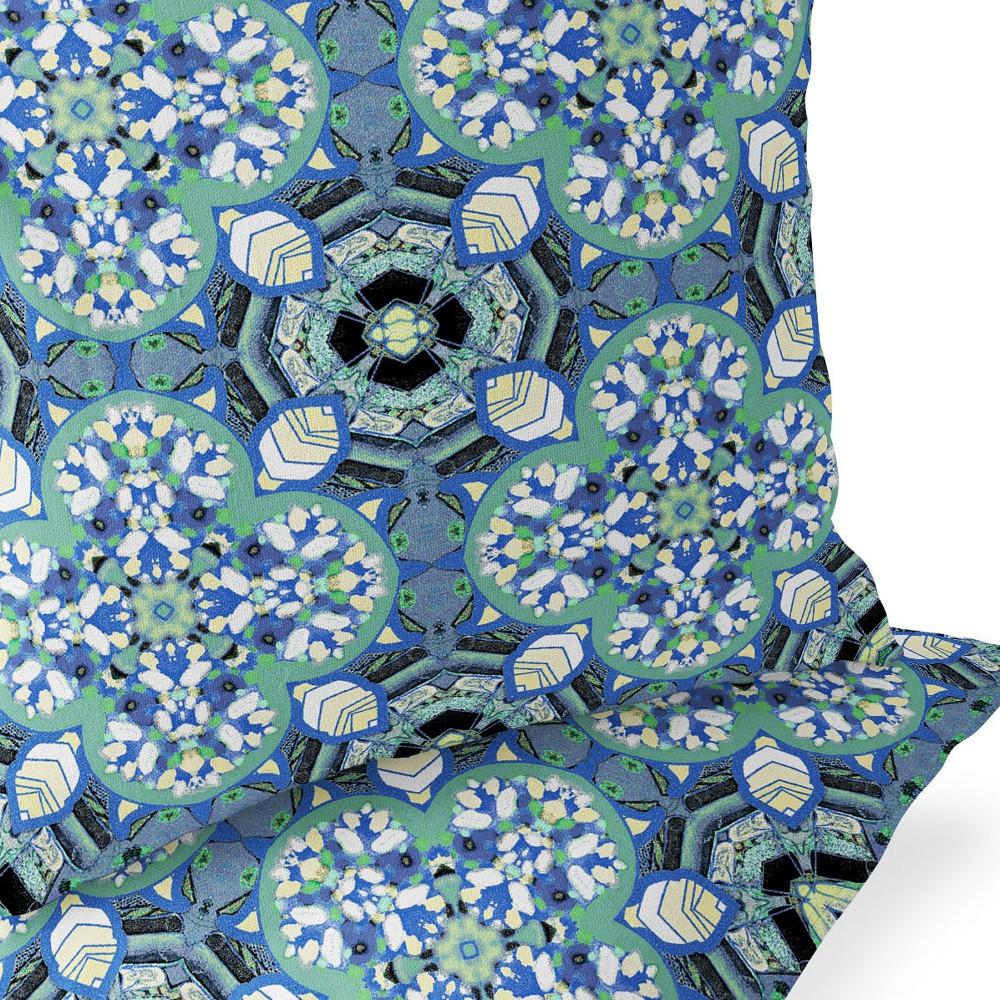 Set of Two 16" X 16" Blue, Black Blown Seam Floral Indoor Outdoor Throw Pillow. Picture 6