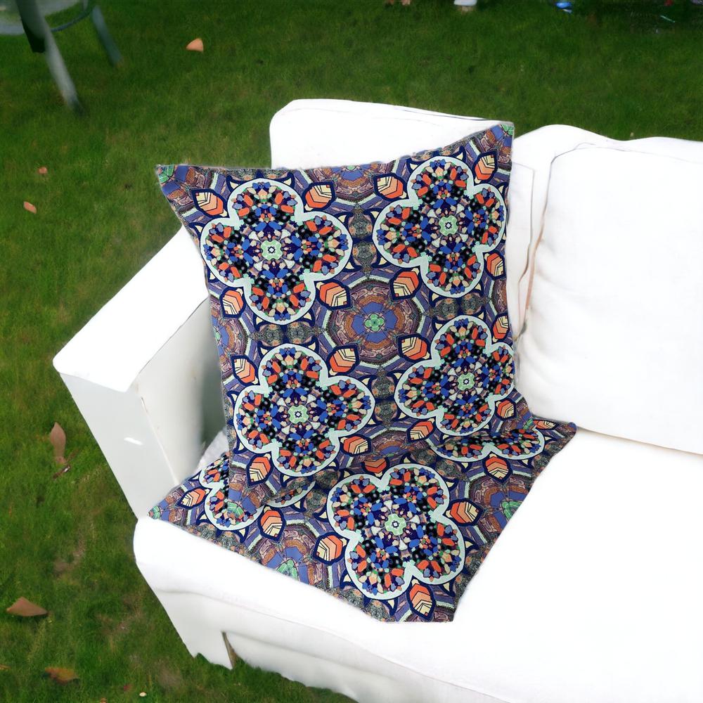 Set of Two 16" X 16" Gray, Orange Blown Seam Floral Indoor Outdoor Throw Pillow. Picture 2