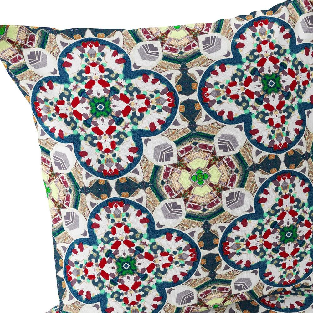 Set of Two 16" X 16" Green, White Blown Seam Floral Indoor Outdoor Throw Pillow. Picture 7