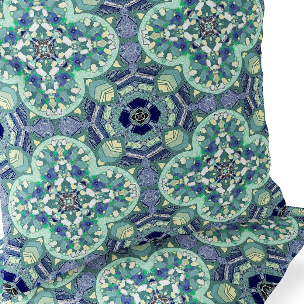 Set of Two 16" X 16" Blue, Green Blown Seam Floral Indoor Outdoor Throw Pillow. Picture 7