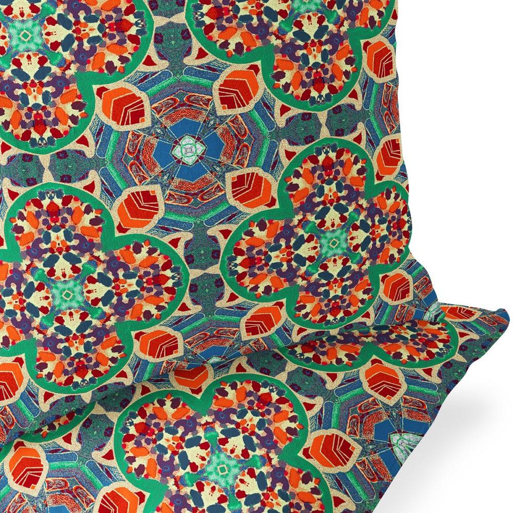 Set of Two 16" X 16" Blue, Orange Blown Seam Floral Indoor Outdoor Throw Pillow. Picture 9