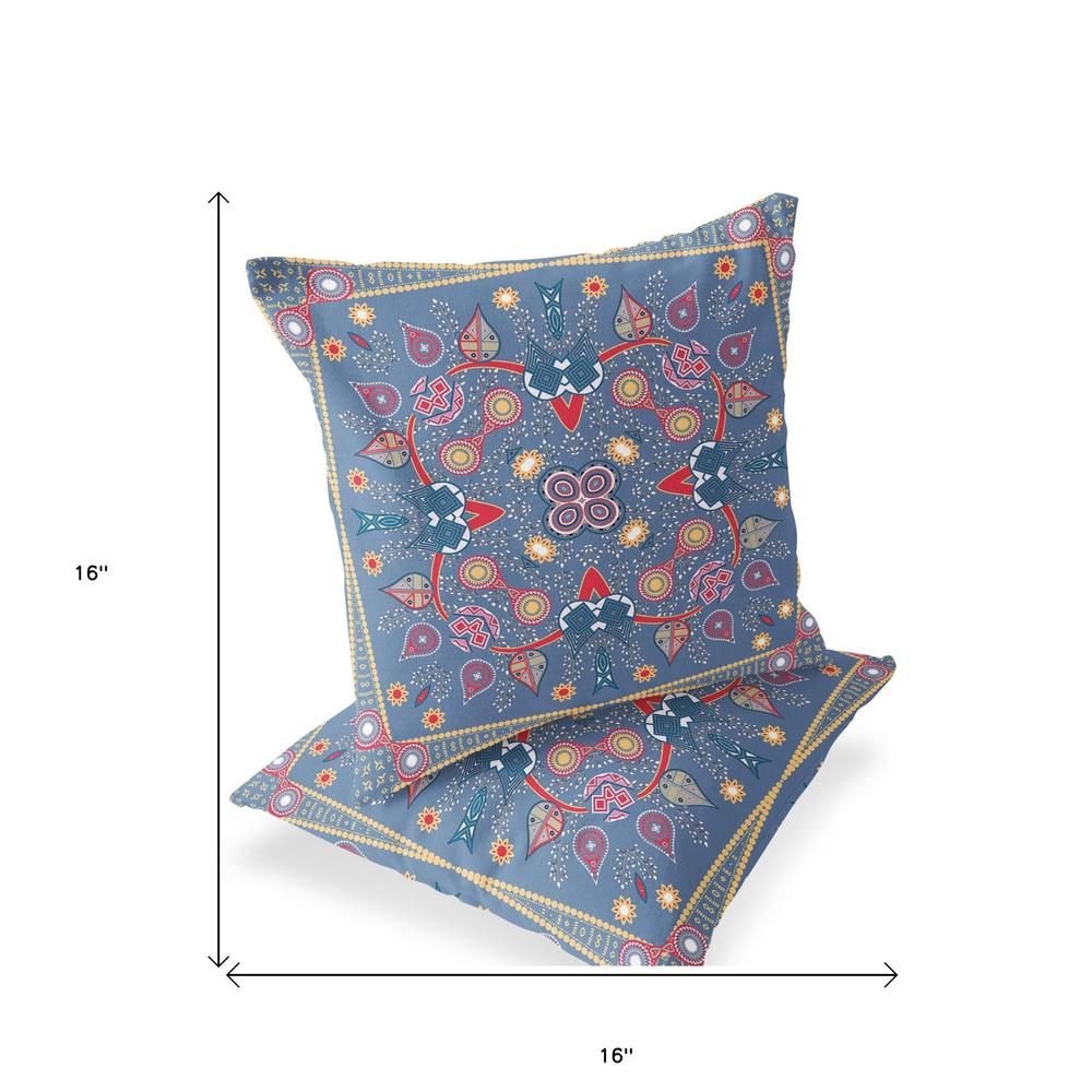 Blue, Purple Blown Seam Paisley Indoor Outdoor Throw Pillow. Picture 5