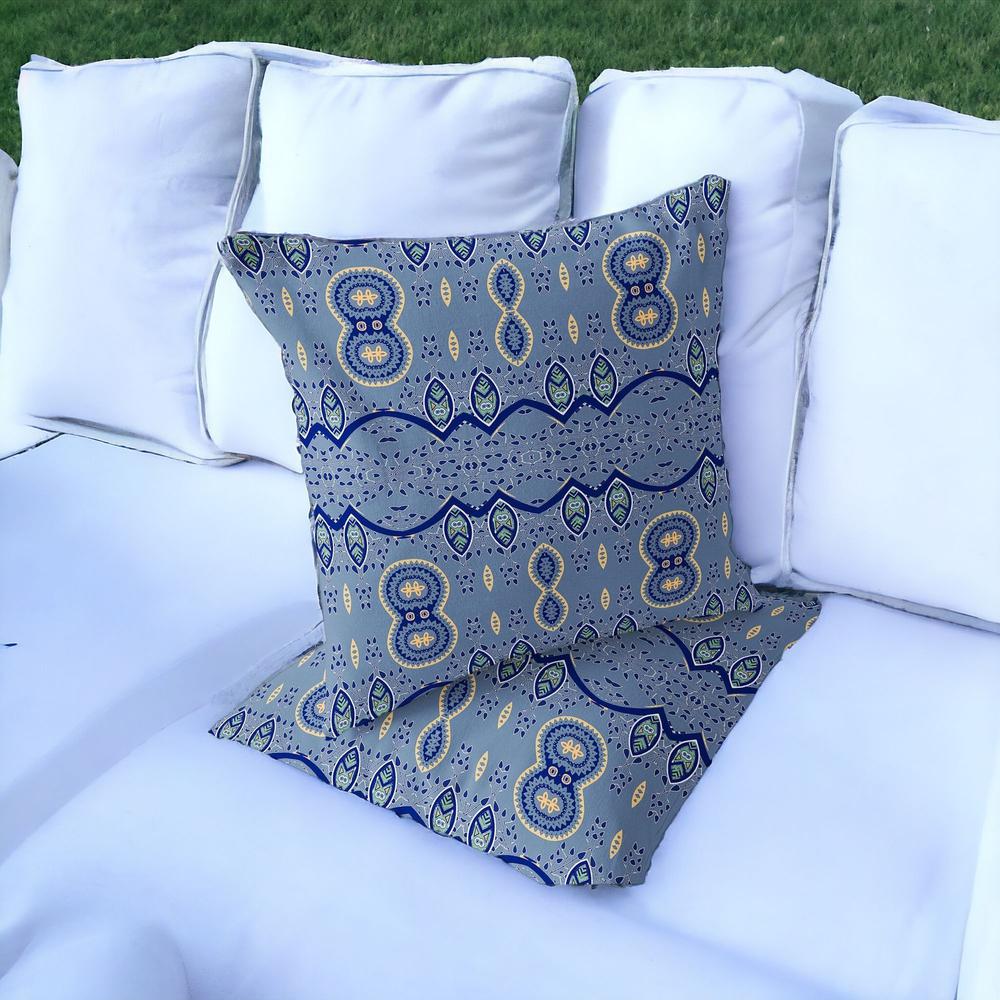 Set of Two 16" X 16" Blue Blown Seam Abstract Indoor Outdoor Throw Pillow. Picture 5
