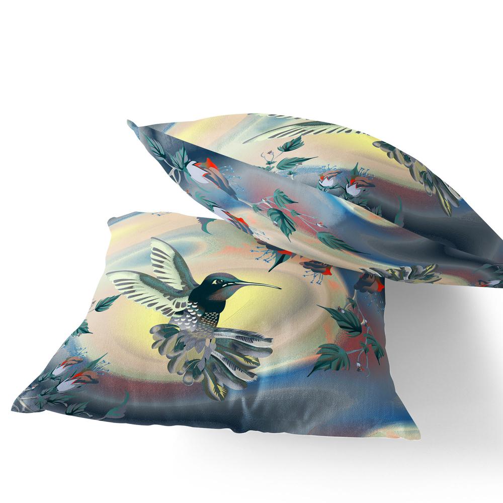 Set of Two 16" X 16" Yellow Bird Blown Seam Indoor Outdoor Throw Pillow. Picture 3