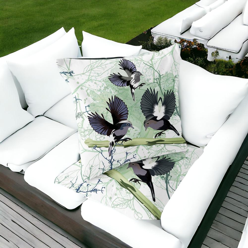 Set of Two 16" X 16" Off White Bird Blown Seam Indoor Outdoor Throw Pillow. Picture 5
