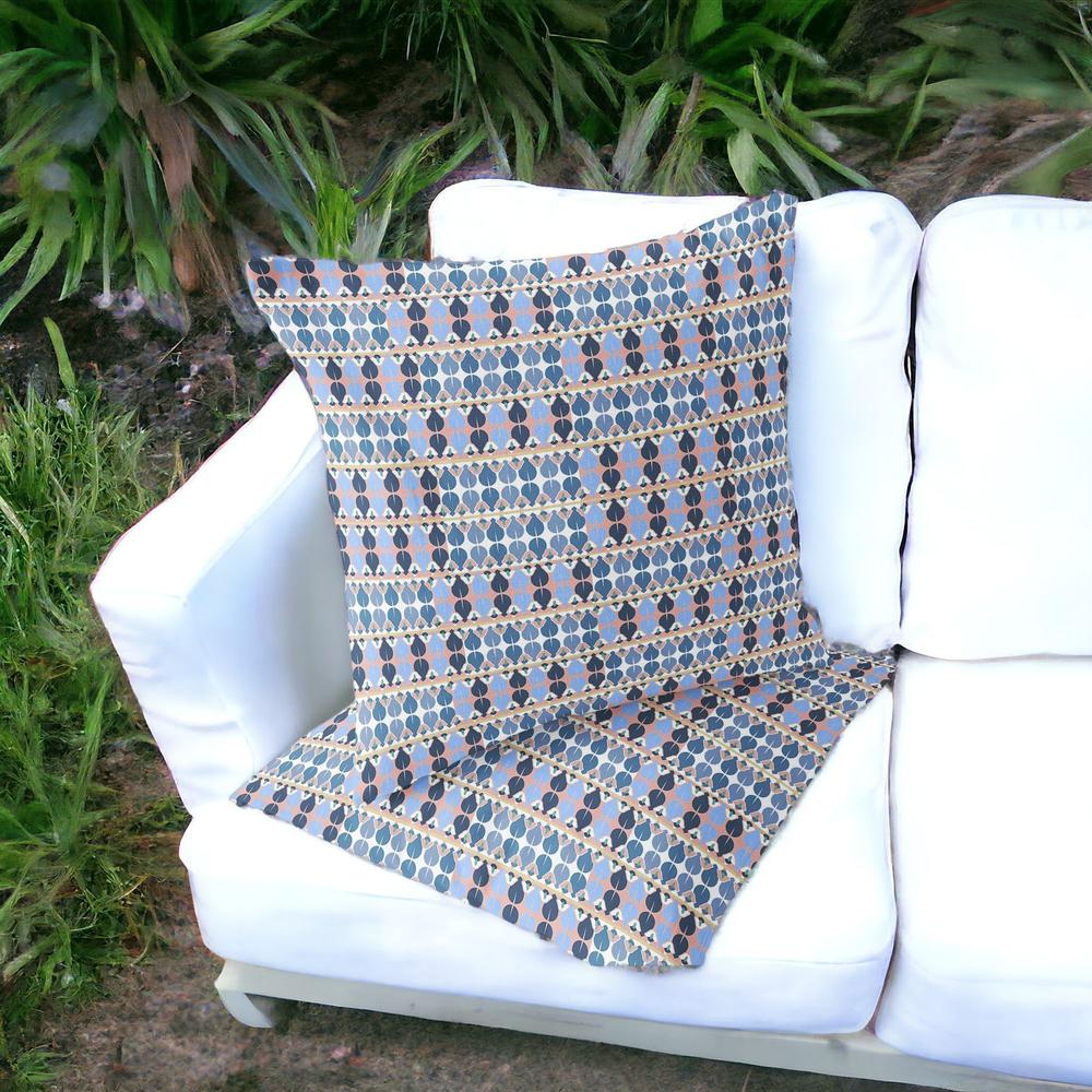 Set of Two 16" X 16" Blue and Gray Striped Indoor Outdoor Throw Pillow. Picture 4