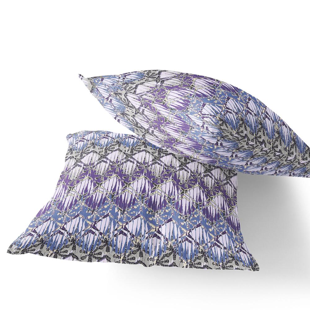 Set of Two 16" X 16" Gray and Purple Geometric Indoor Outdoor Throw Pillow. Picture 4