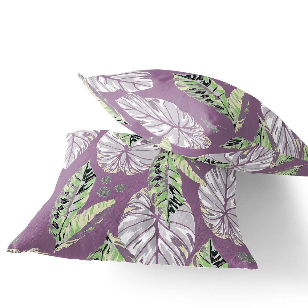 Set of Two 16" X 16" Purple and White Botanical Indoor Outdoor Throw Pillow. Picture 3