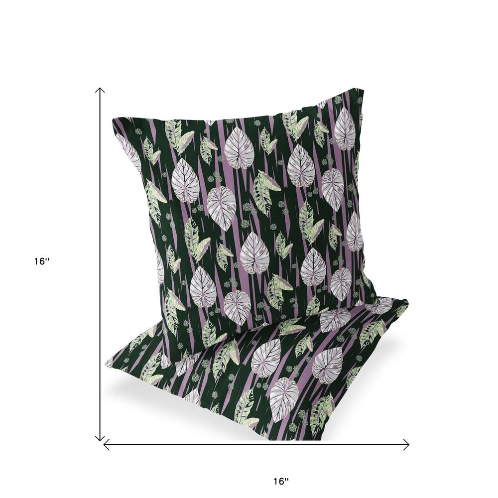 Set of Two 16" X 16" Purple and White Botanical Indoor Outdoor Throw Pillow. Picture 6