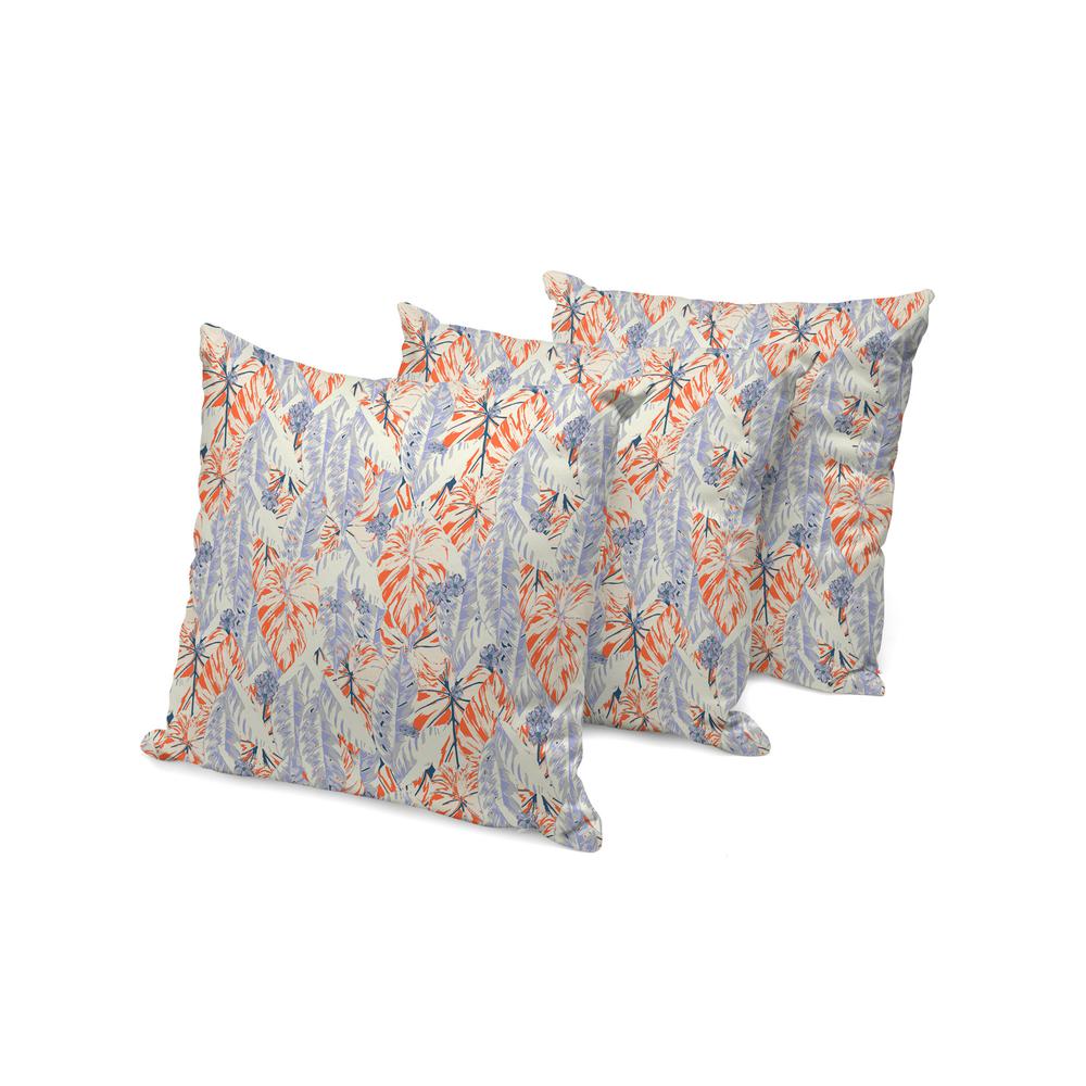 Set of Three 16" X 16" Orange and Ivory Botanical Indoor Outdoor Throw Pillow. Picture 3