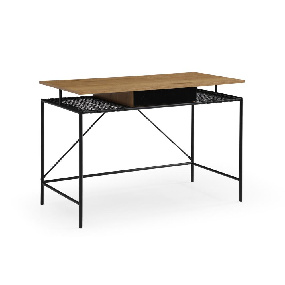 43" Natural and Black Writing Desk. Picture 1