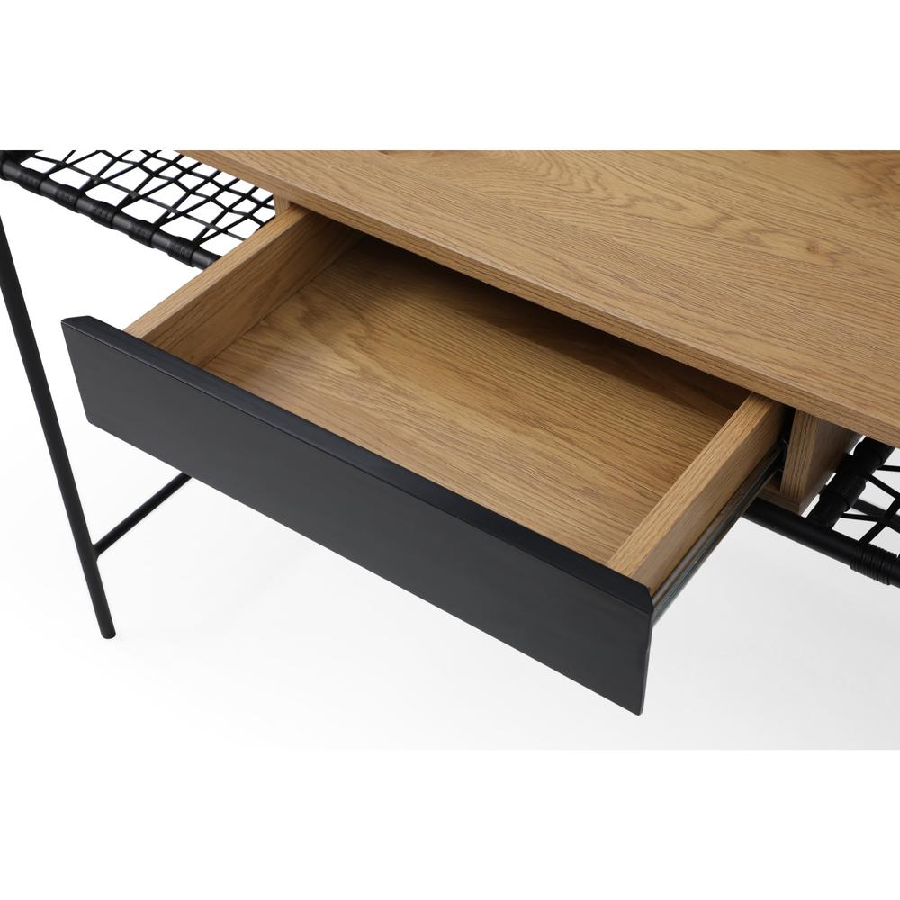 43" Natural and Black Writing Desk. Picture 4