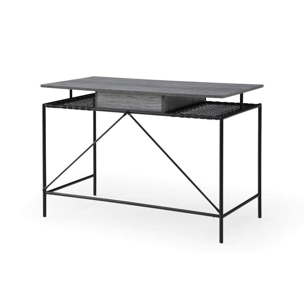 43" Gray and Black Writing Desk. Picture 3