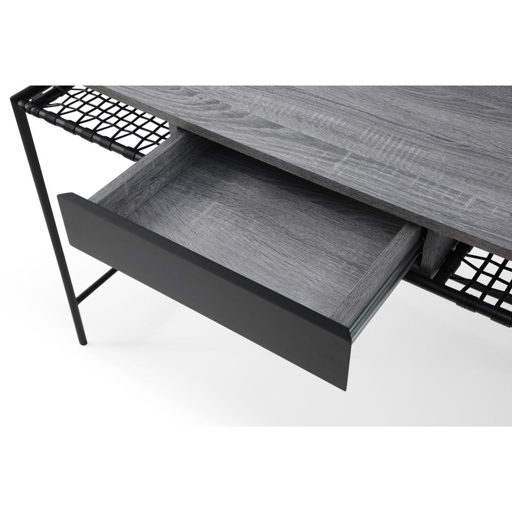 43" Gray and Black Writing Desk. Picture 4