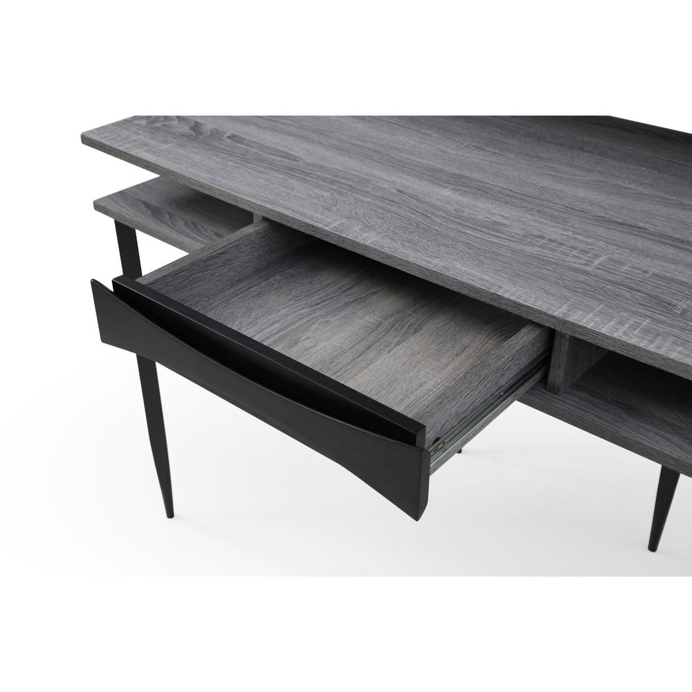 43" Gray and Black Writing Desk. Picture 5
