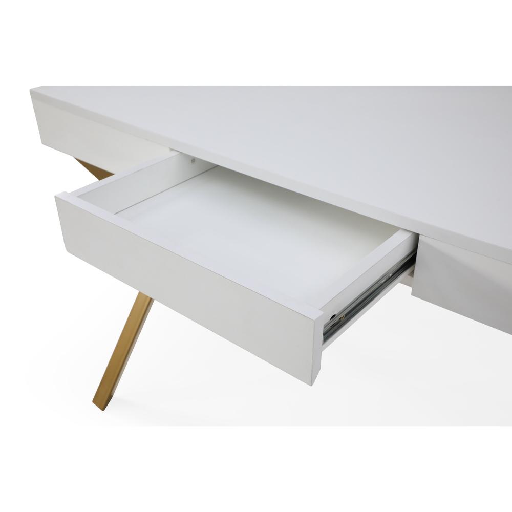 43" White and Gold Writing Desk. Picture 4