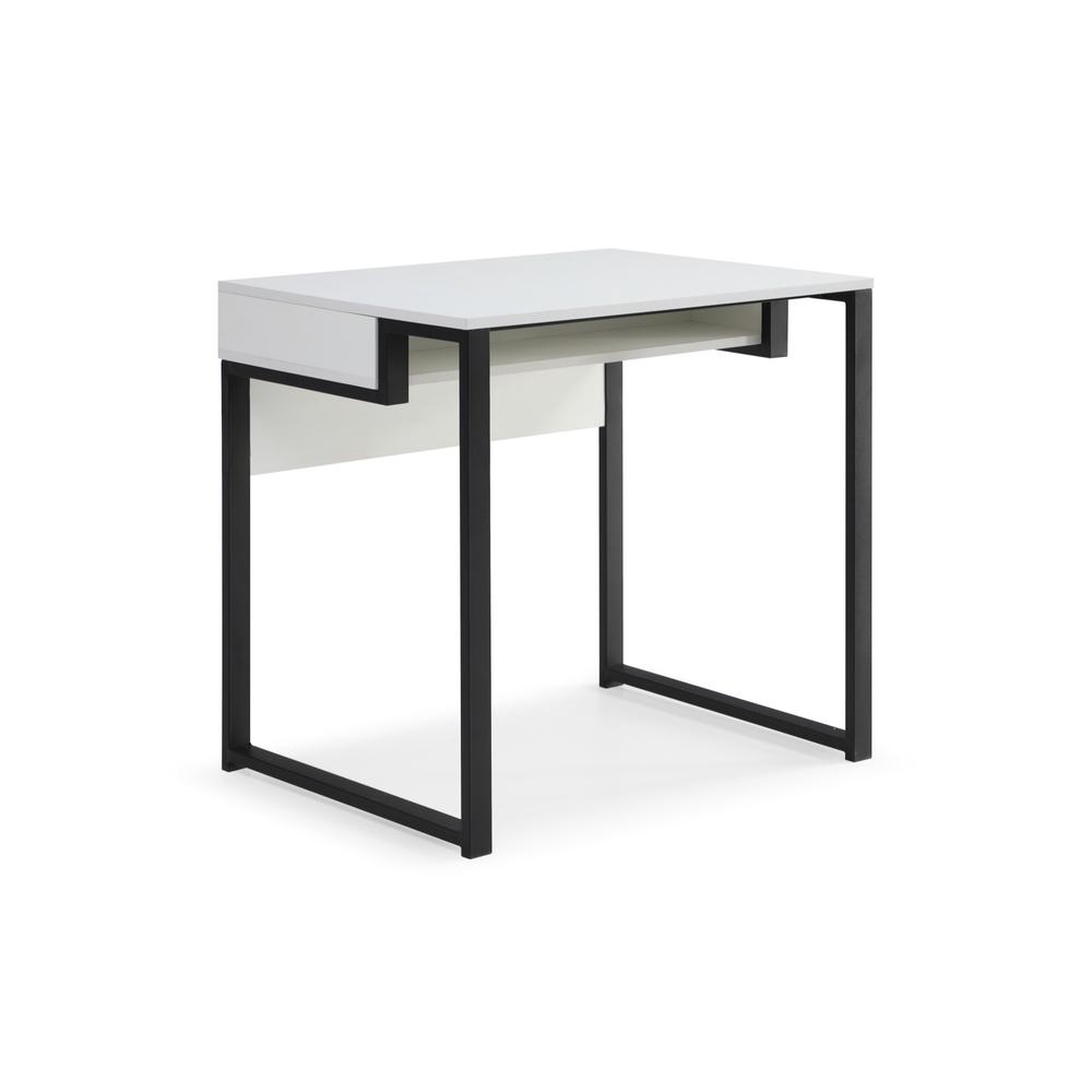 32" White and Black Writing Desk. Picture 1
