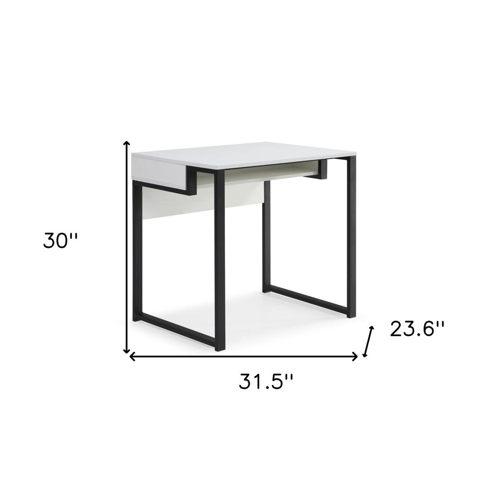 32" White and Black Writing Desk. Picture 8