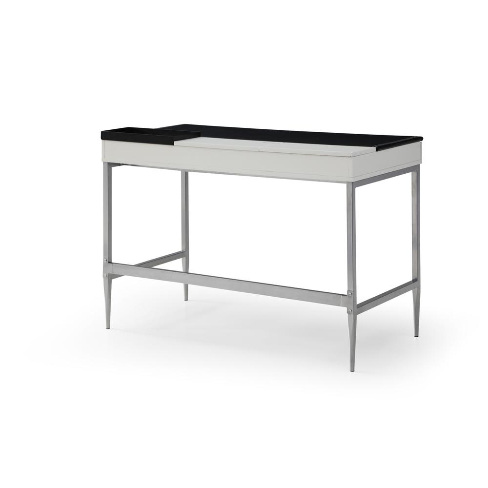 43" Black and Gray L Shape Writing Desk With Two Drawers. Picture 5