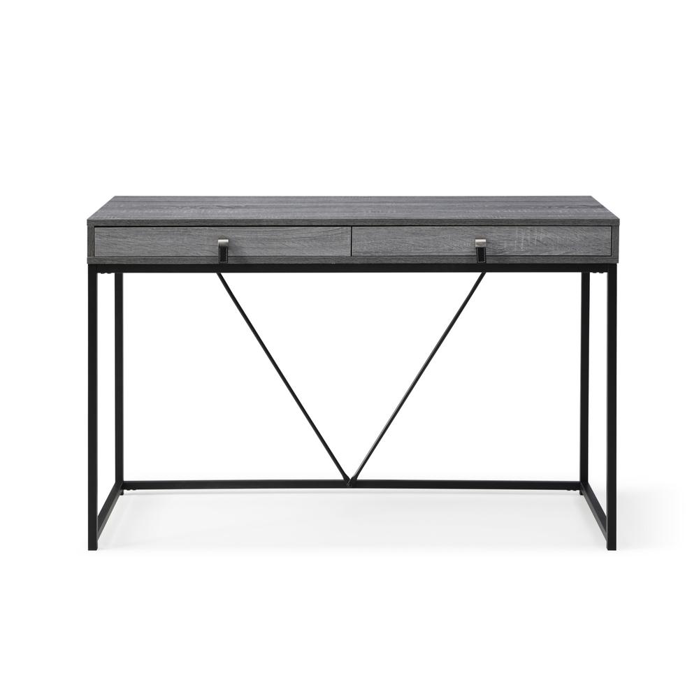 47" Gray and Black Writing Desk With Two Drawers. Picture 3