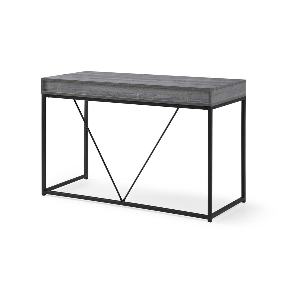 47" Gray and Black Writing Desk With Two Drawers. Picture 5