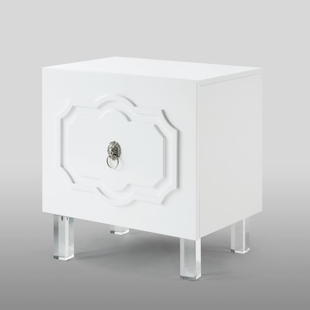 24" Clear and White End Table with Two Shelves. Picture 7