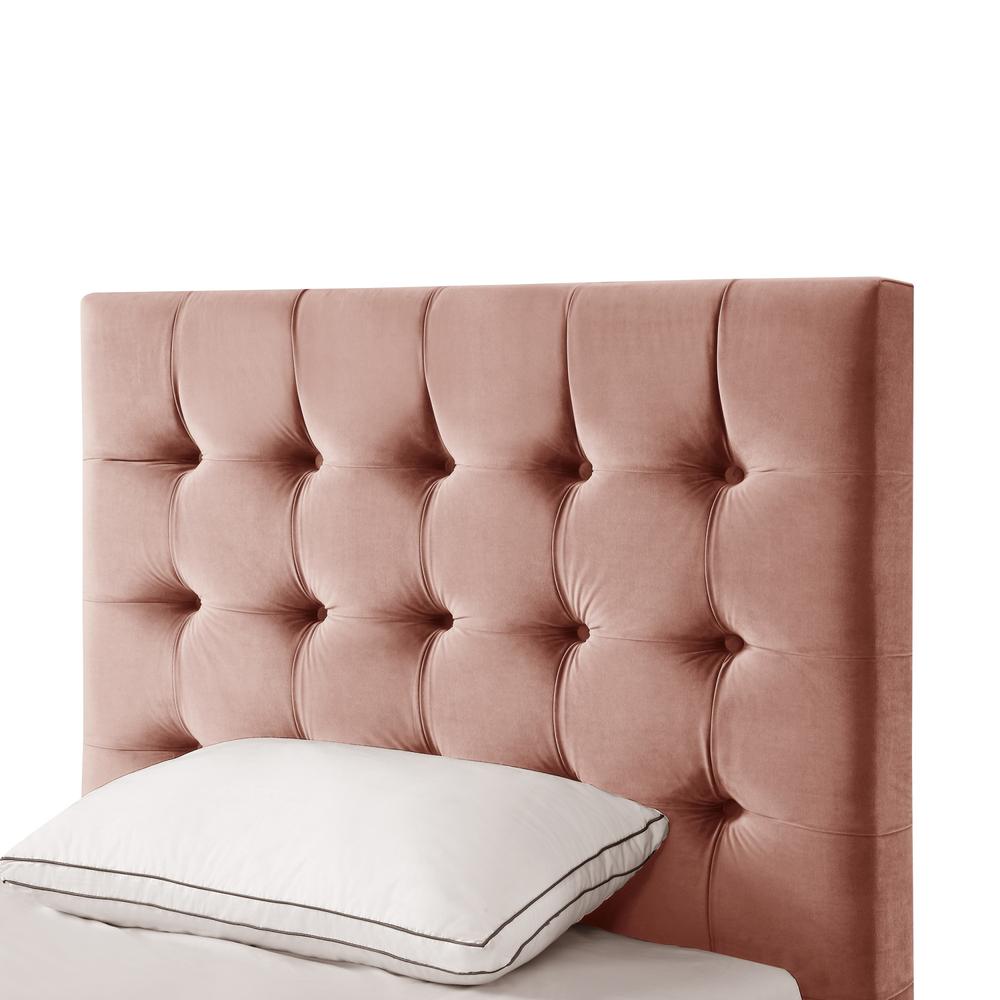 Blush Solid Wood Twin Tufted Upholstered Velvet Bed. Picture 6