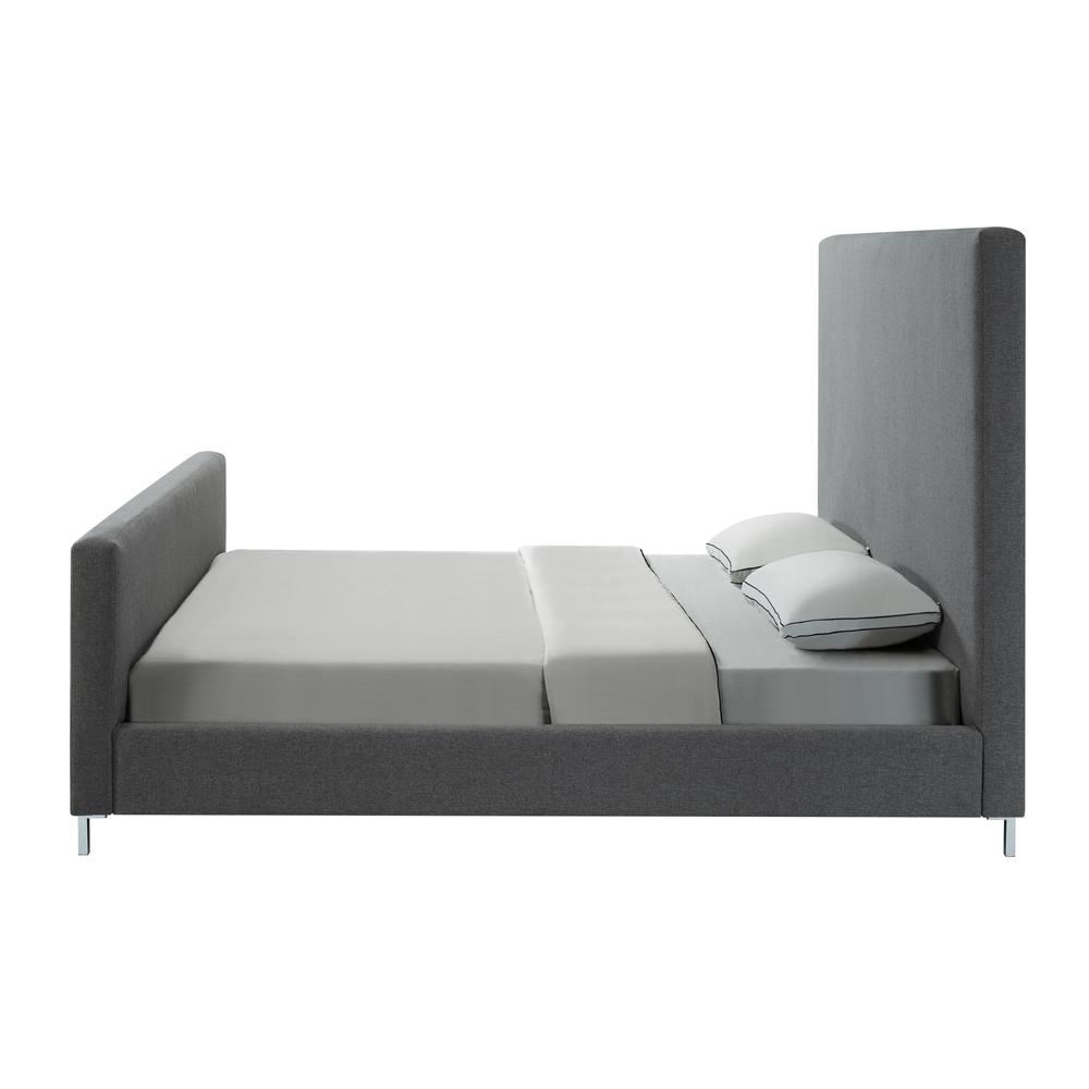 Gray Solid Wood King Upholstered Linen Bed. Picture 4