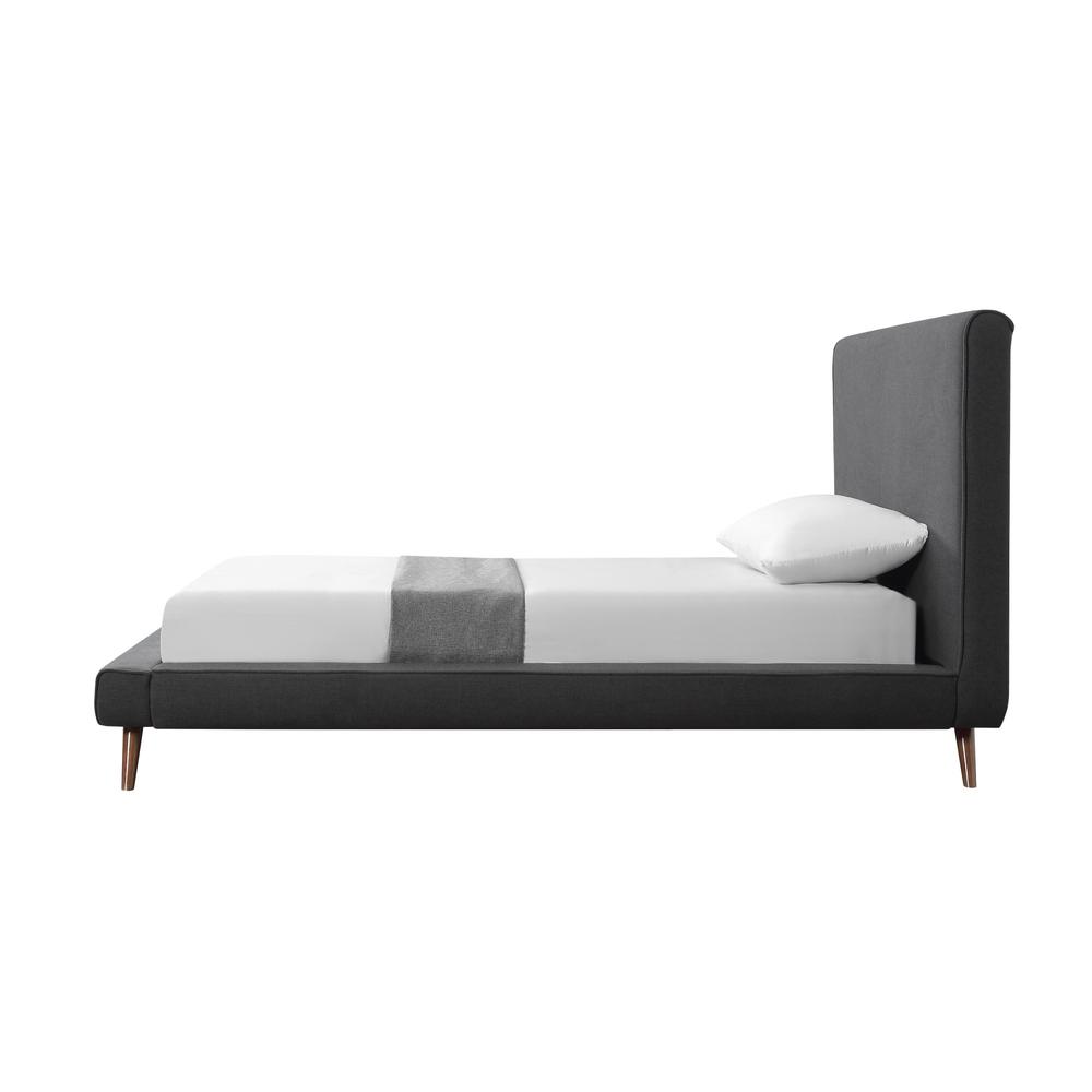 Charcoal Solid Wood Twin Upholstered Linen Bed. Picture 4