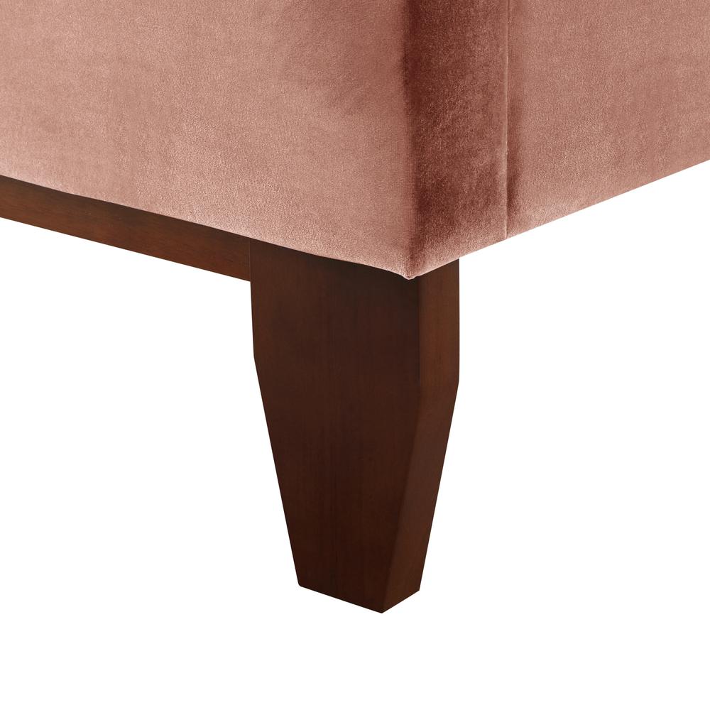 Blush Solid Wood Full Tufted Upholstered Velvet Bed. Picture 7