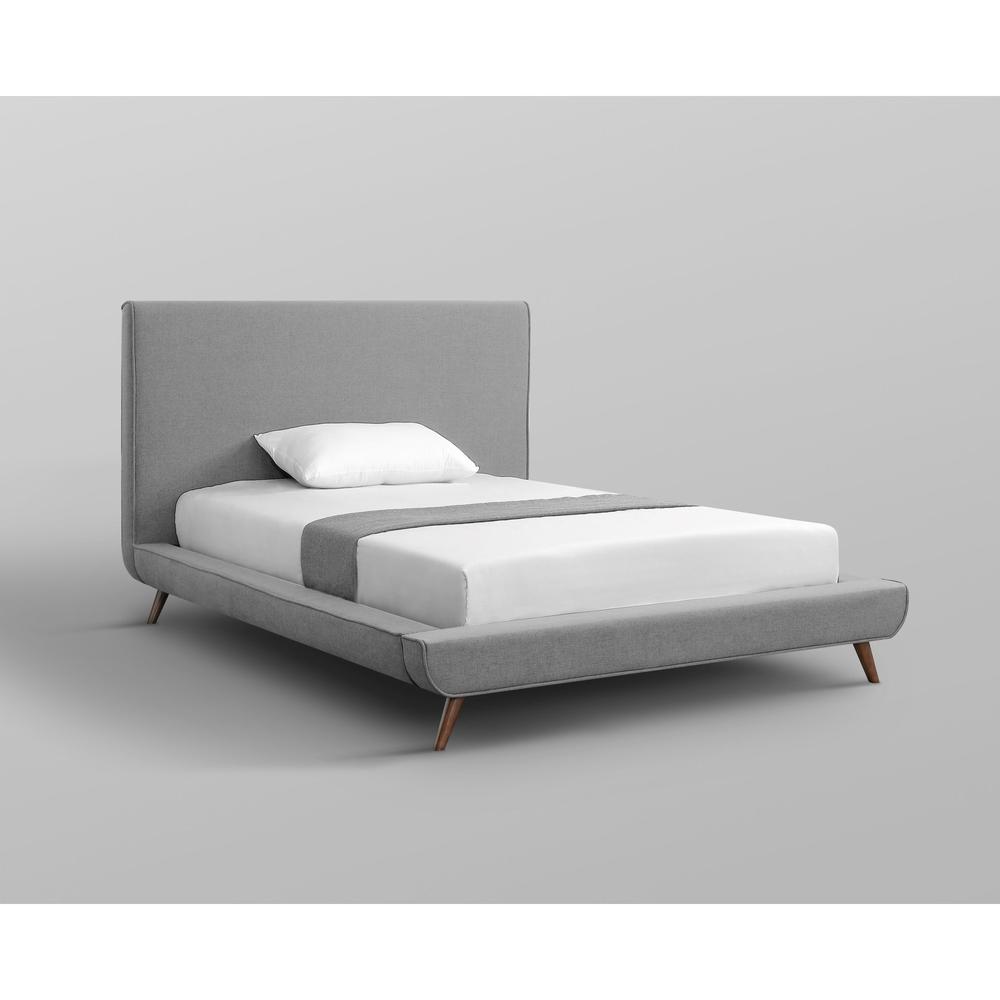 Gray Solid Wood Full Upholstered Linen Bed. Picture 8