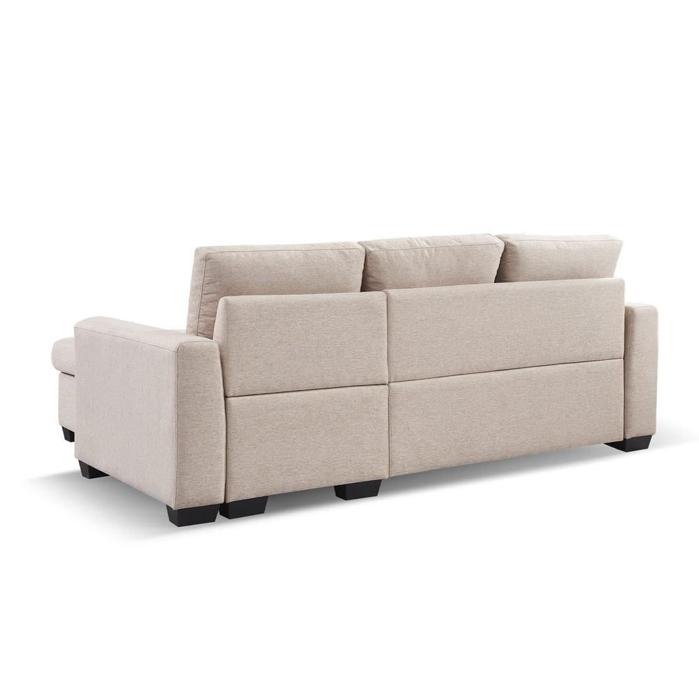 92" Beige Polyester Blend and Black Convertible Futon Sleeper Sofa. Picture 4