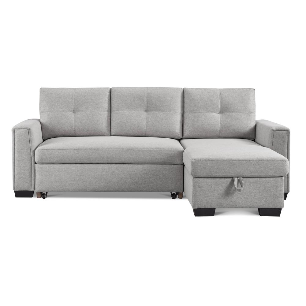 92" Light Gray Polyester Blend and Black Convertible Futon Sleeper Sofa. Picture 1