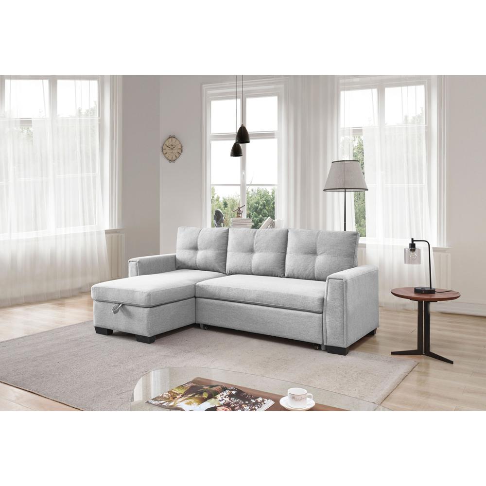 92" Light Gray Polyester Blend and Black Convertible Futon Sleeper Sofa. Picture 8
