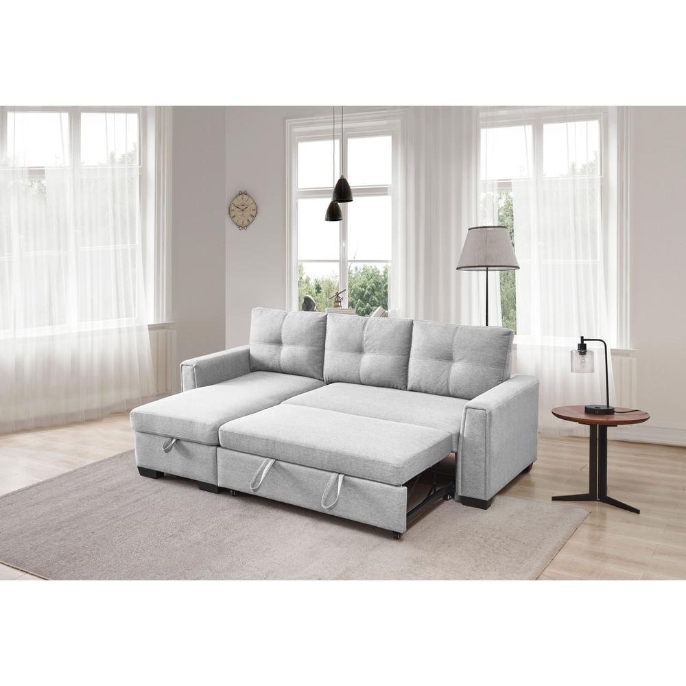92" Light Gray Polyester Blend and Black Convertible Futon Sleeper Sofa. Picture 9