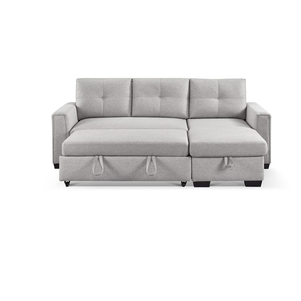 92" Light Gray Polyester Blend and Black Convertible Futon Sleeper Sofa. Picture 4