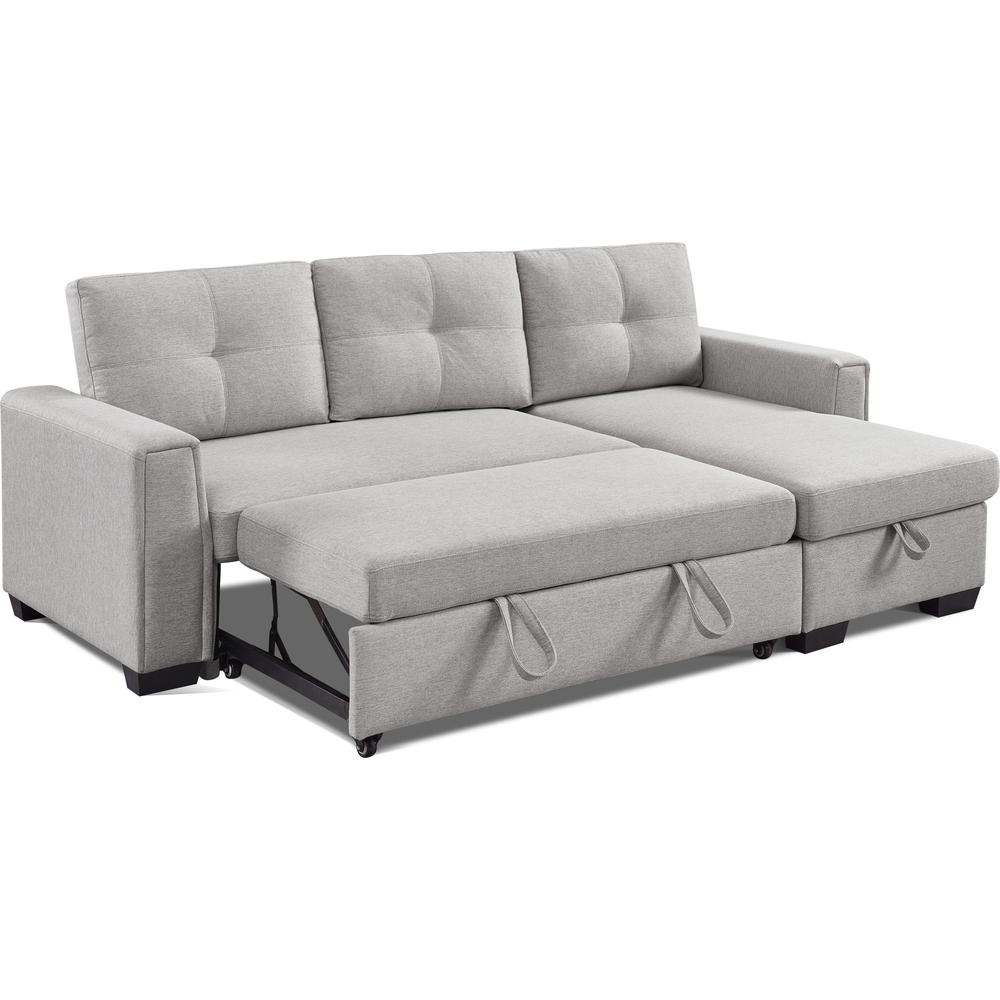 92" Light Gray Polyester Blend and Black Convertible Futon Sleeper Sofa. Picture 6