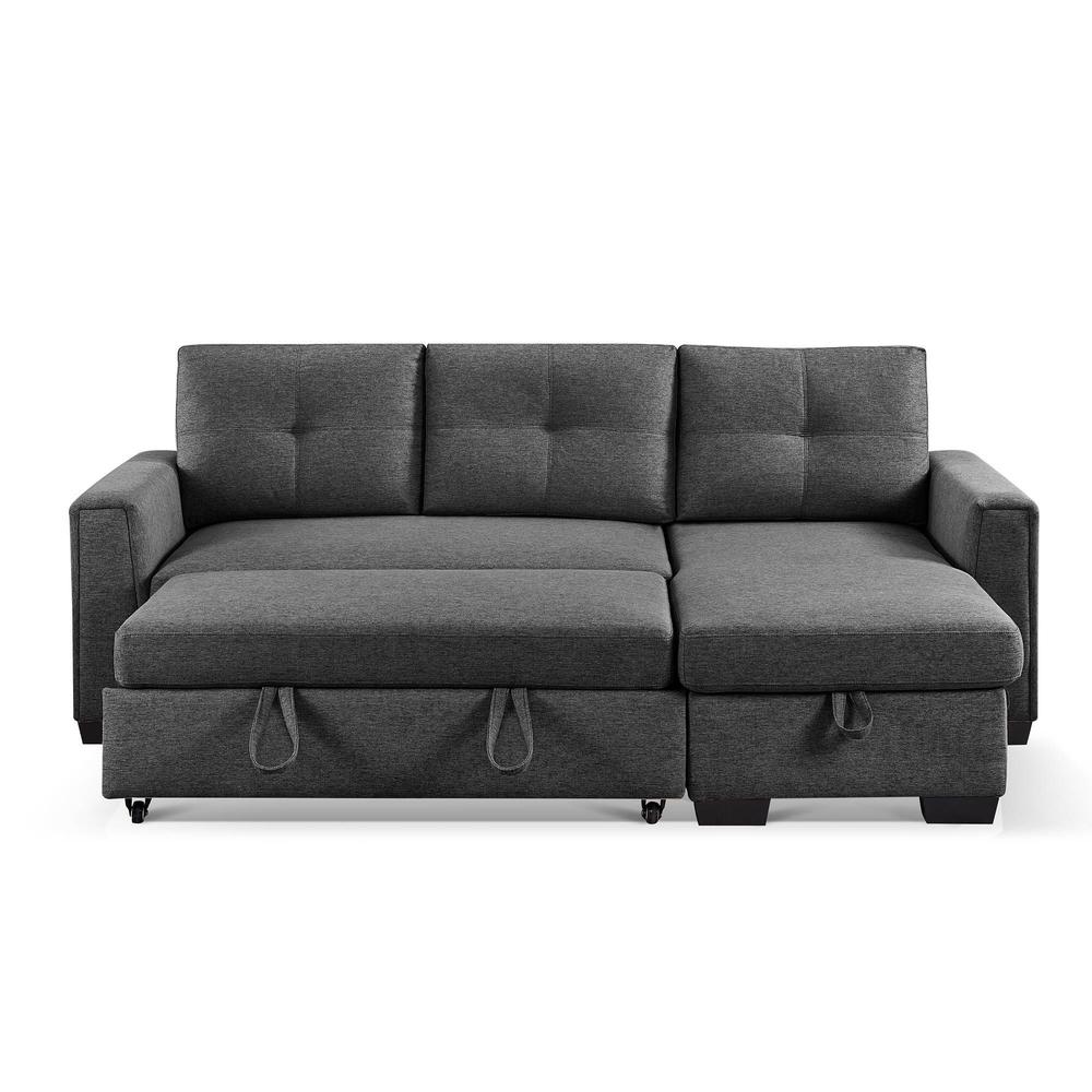 92" Dark Gray Polyester Blend and Black Convertible Futon Sleeper Sofa. Picture 1