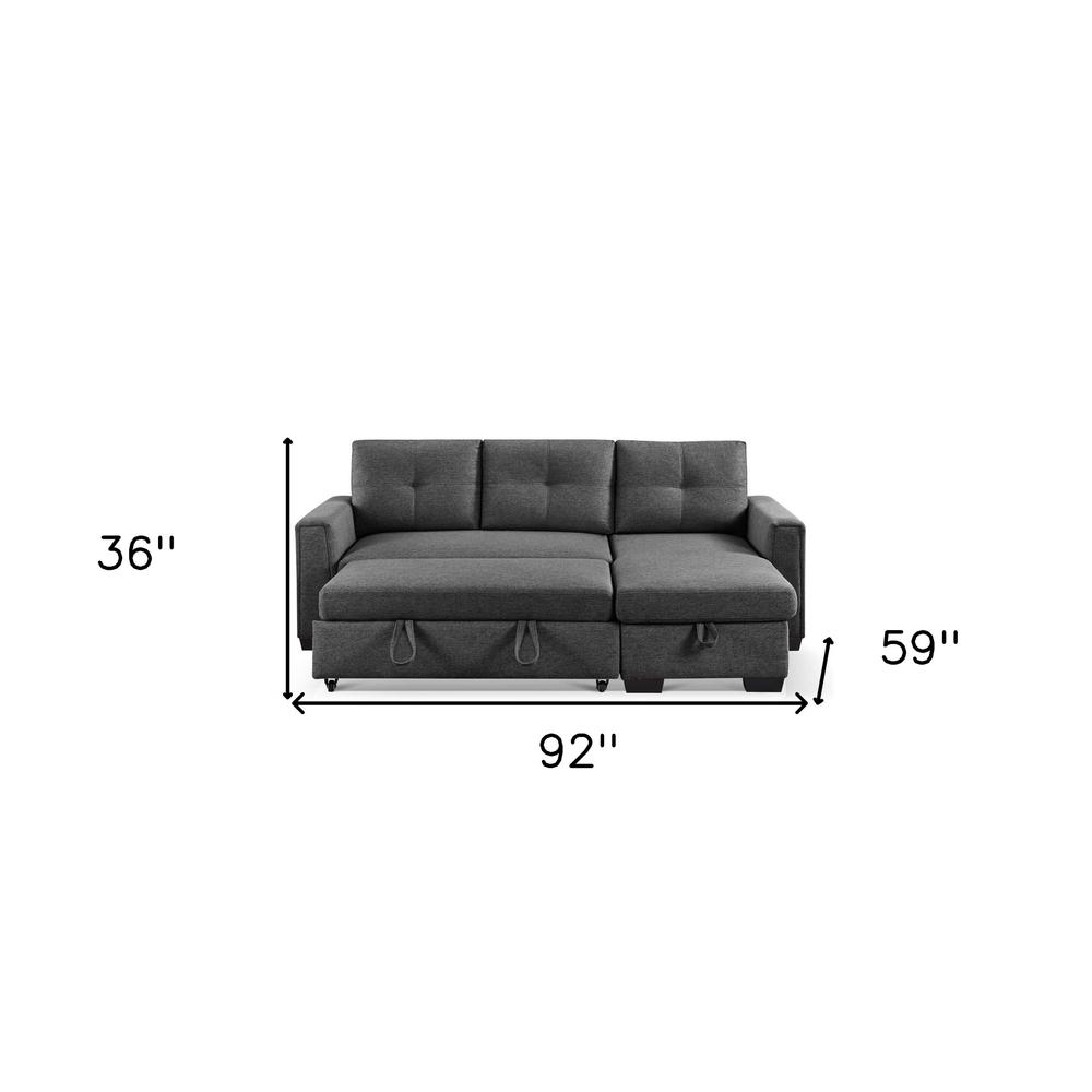 92" Dark Gray Polyester Blend and Black Convertible Futon Sleeper Sofa. Picture 8