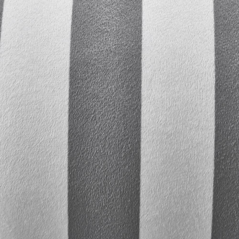 32" Gray and White Microfiber Round Striped Pouf Cover. Picture 7