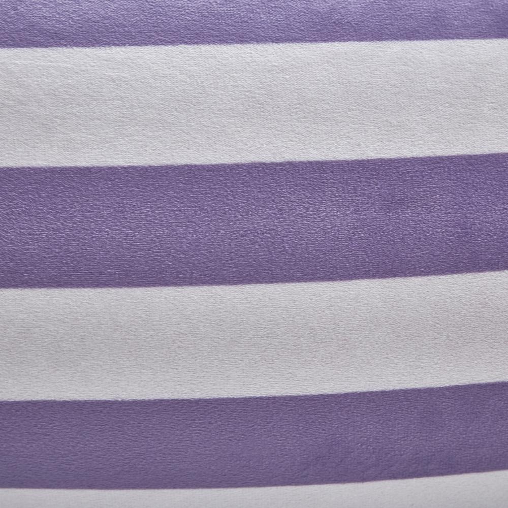 32" Purple and White Microfiber Round Striped Pouf Cover. Picture 7