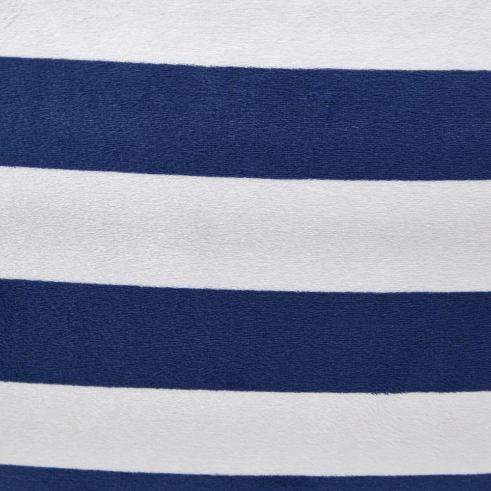 32" Blue and White Microfiber Round Striped Pouf Cover. Picture 7