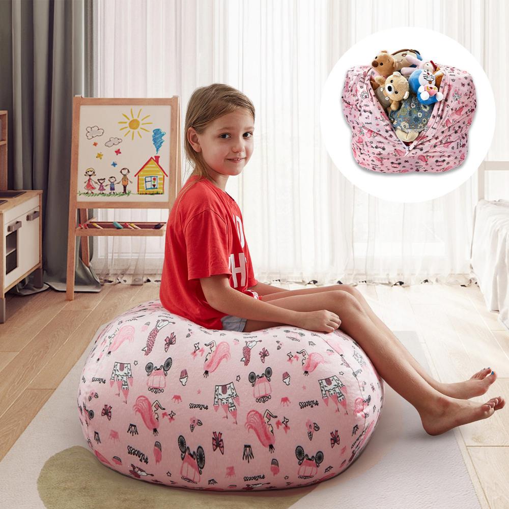 32" Pink Microfiber Round Princess Pouf Cover. Picture 6