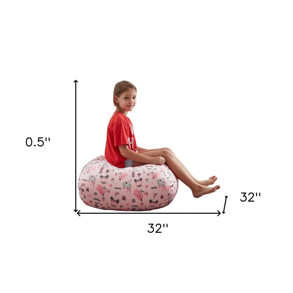 32" Pink Microfiber Round Princess Pouf Cover. Picture 7