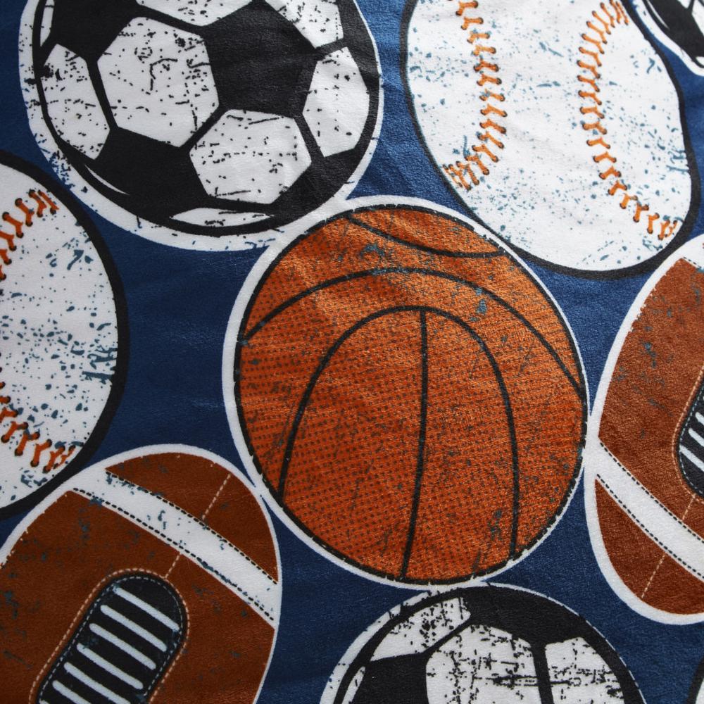 35" Blue and White Microfiber Specialty Sports Pouf Cover. Picture 3