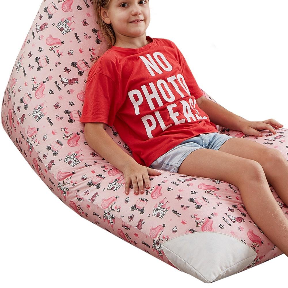 35" Pink Microfiber Specialty Princess Pouf Cover. Picture 5
