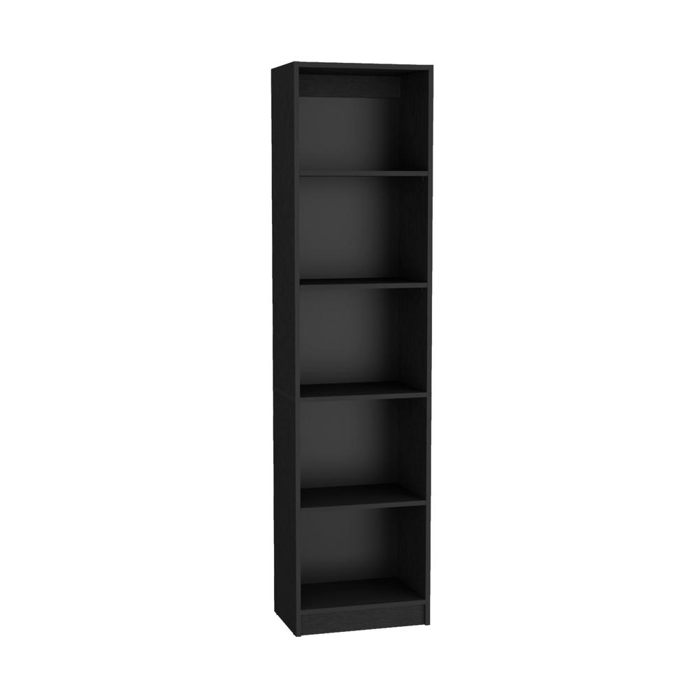 71" Black Five Tier Bookcase with Four doors. Picture 1