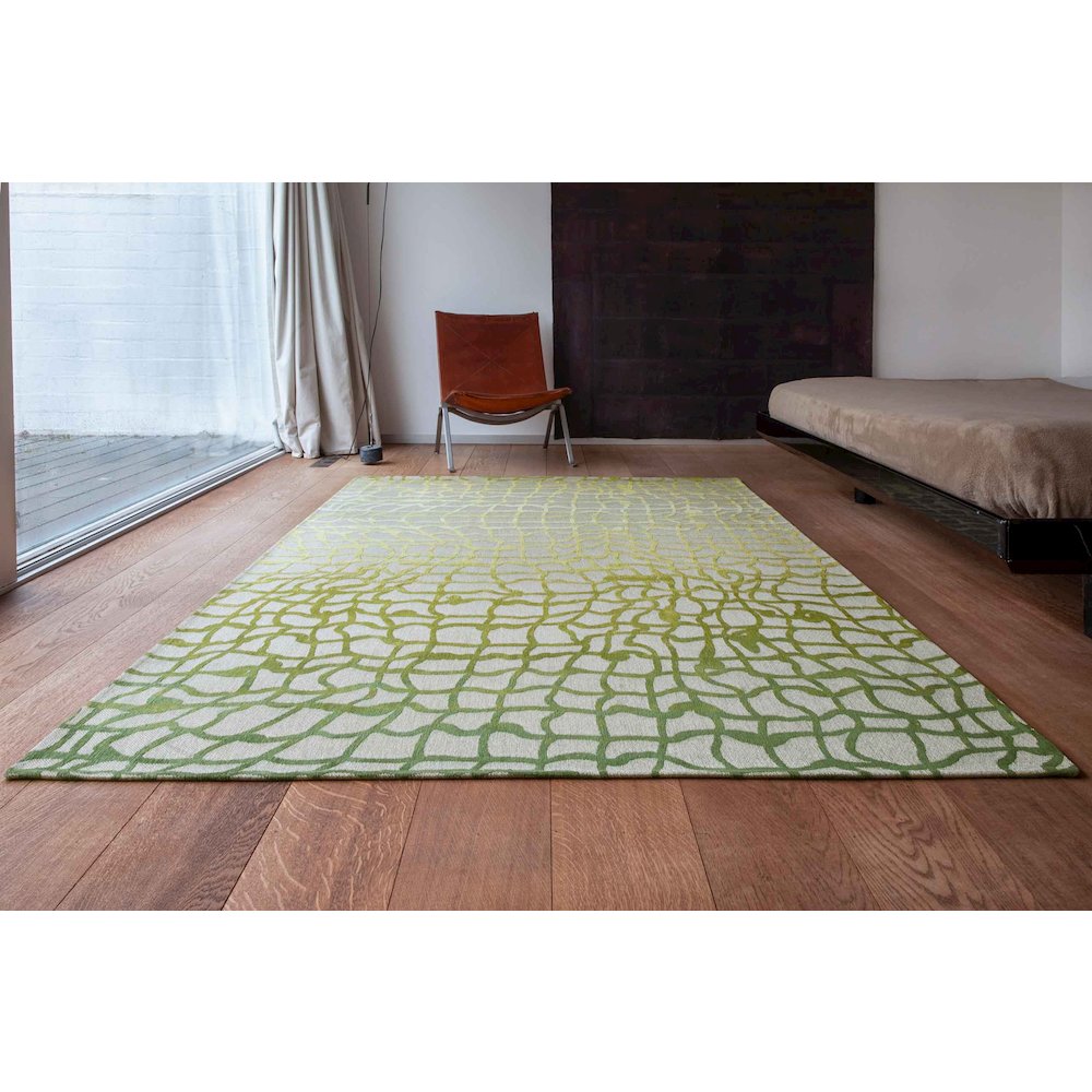 5' X 7' Gray And Green Abstract Non Skid Area Rug. Picture 7