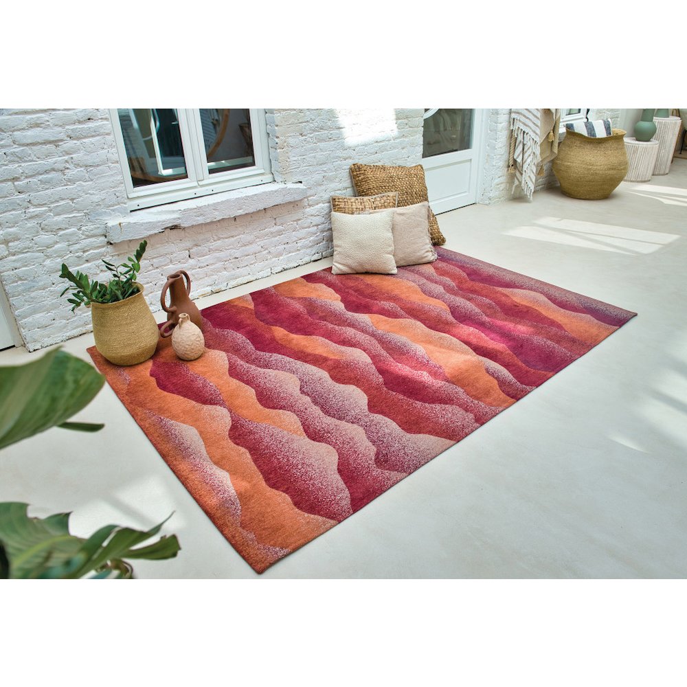 8' X 11' Red Orange Abstract Non Skid Area Rug. Picture 7